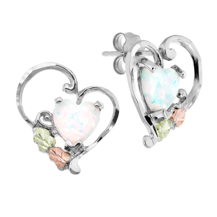 Sterling Silver Black Hills Gold Opal Heart Earrings – Fortune And ...