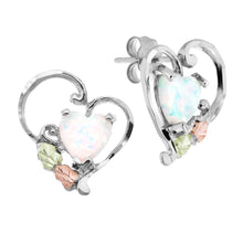 Opal Heart - Sterling Silver Black Hills Gold Earrings
