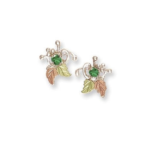 Sterling Black Hills Gold Lil Genuine Emerald Earrings