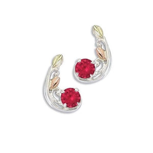 Lil Genuine Ruby - Sterling Silver Black Hills Gold Earrings