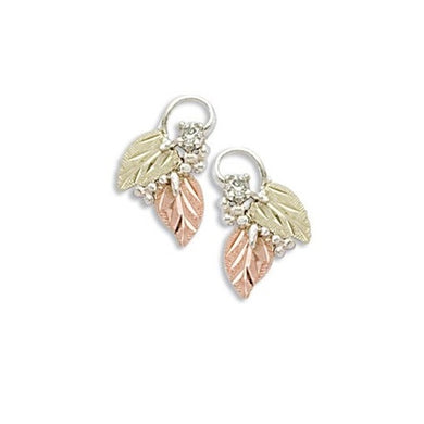 Sterling Silver Black Hills Gold Diamond Grape Earrings