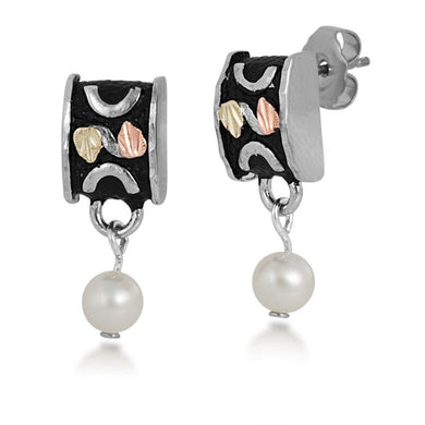 Pearl Drop - Sterling Silver Black Hills Gold Earrings