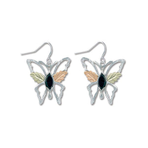 Butterfly Onyx - Sterling Silver Black Hills Gold Earrings