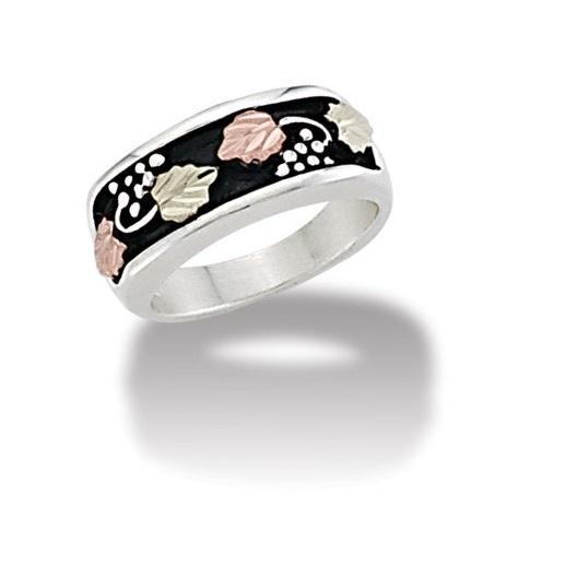 Sterling Silver Black Hills Gold Wide Antiqued Ring - Jewelry