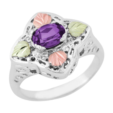 Sterling Silver Black Hills Gold Great Amethyst Ring - Jewelry