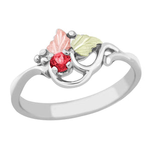 Sterling Silver Black Hills Gold Ruby Foliage Ring - Jewelry