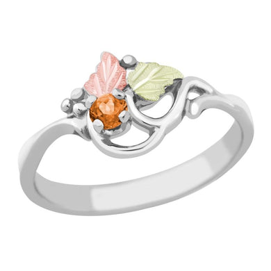 Sterling Silver Black Hills Gold Citrine Foliage Ring - Jewelry
