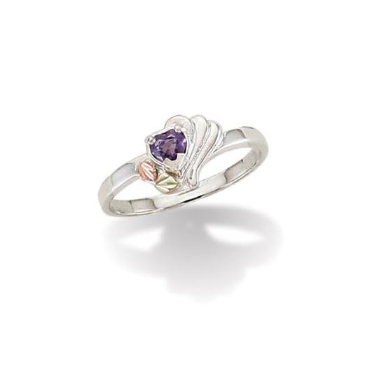 Sterling Silver Black Hills Gold Heart of Amethyst Ring - Jewelry