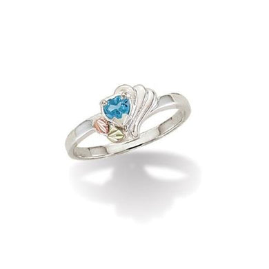 Sterling Silver Black Hills Gold Blue Topaz Heart Ring - Jewelry