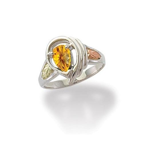 Sterling Silver Black Hills Gold Grand Citrine Ring - Jewelry