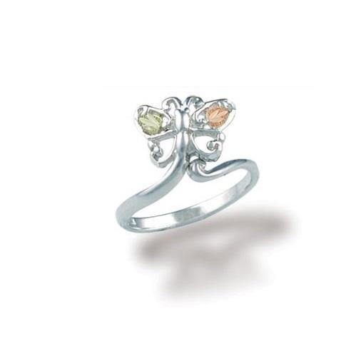 Sterling Silver Black Hills Gold Adjustable Butterfly Ring - Jewelry