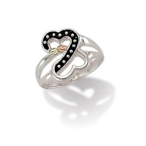 Sterling Silver Black Hills Gold Fancy Heart Ring - Jewelry