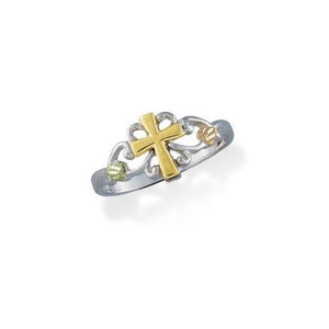 Sterling Silver Black Hills Gold Cross Ring - Jewelry