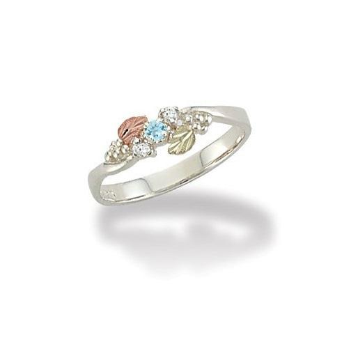 Sterling Silver Black Hills Gold Lil Aquamarine Ring - Jewelry