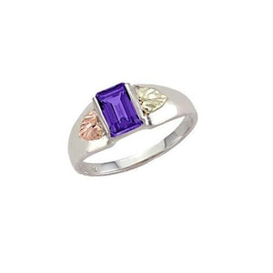 Sterling Silver Black Hills Gold Square Amethyst Ring - Jewelry