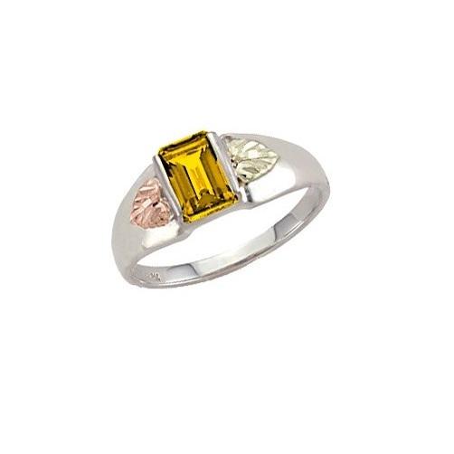 Sterling Silver Black Hills Gold Square Citrine Ring - Jewelry