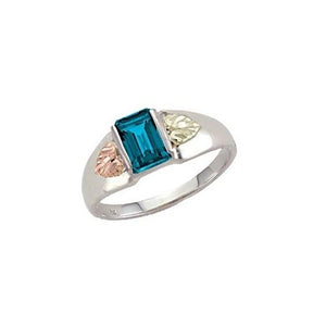 Sterling Silver Black Hills Gold Square Blue Topaz Ring - Jewelry