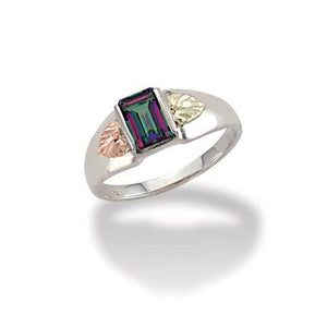 Sterling Silver Black Hills Gold Square Mystic Fire Topaz Ring - Jewelry