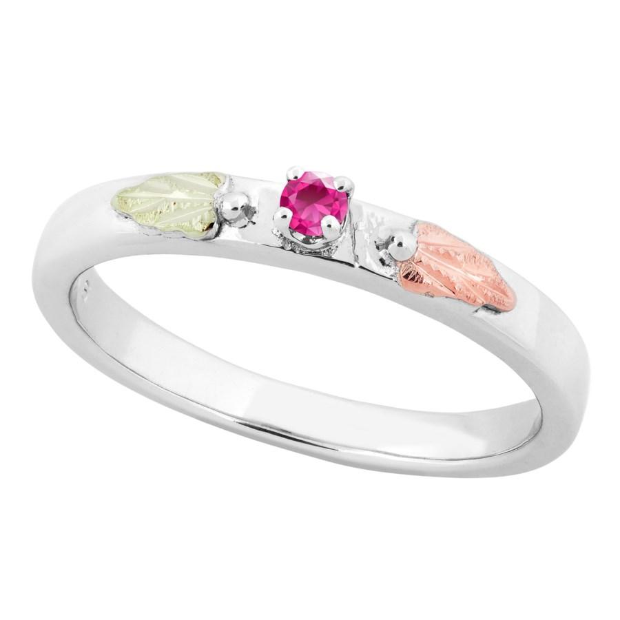 Sterling Silver Black Hills Gold Pink Tourmaline Foliage Ring II - Jewelry