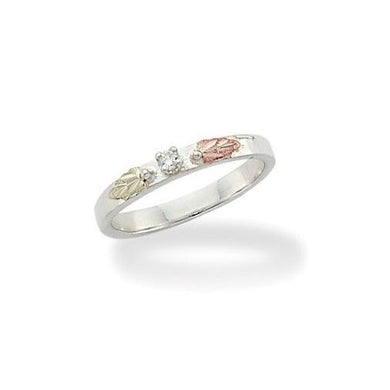Sterling Silver Black Hills Gold Shining Diamond Ring - Jewelry