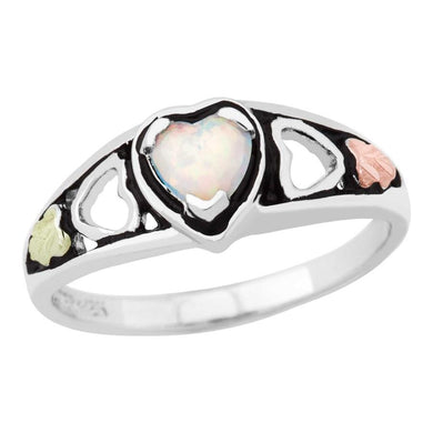 Sterling Silver Black Hills Gold Heart of Opal Ring - Jewelry
