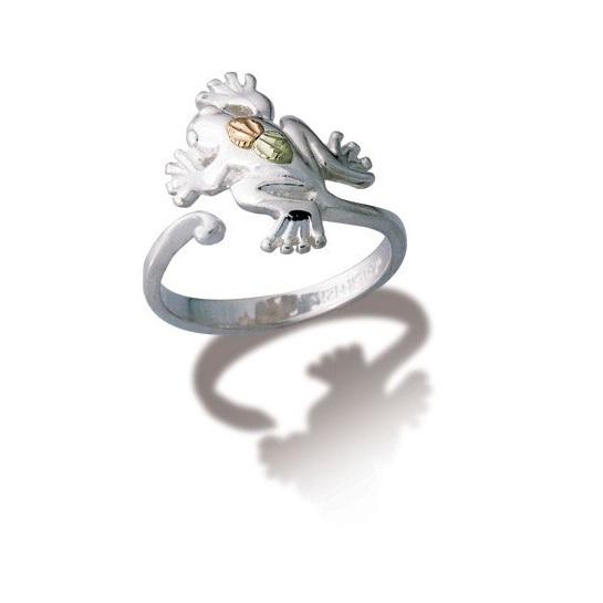 Sterling Silver Black Hills Gold Adjustable Frog Ring - Jewelry