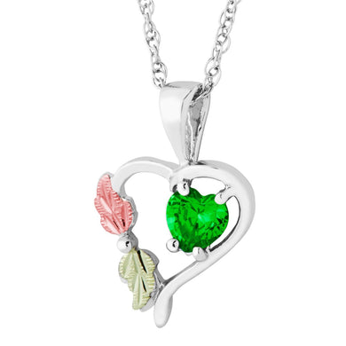 Heart Emerald - Sterling Silver Black Hills Gold Pendant