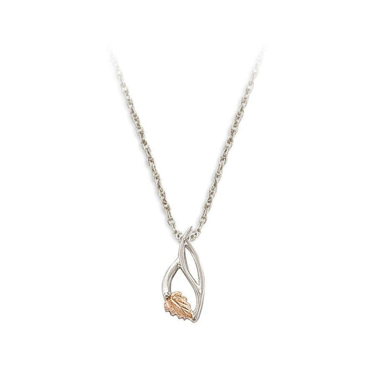 Sterling Silver Black Hills Gold Traditional Foliage Pendant X - Jewelry