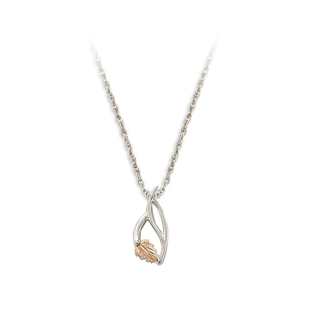 Sterling Silver Black Hills Gold Traditional Foliage Pendant X - Jewelry