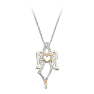 Sterling Silver Black Hills Gold Angel Pendant - Jewelry