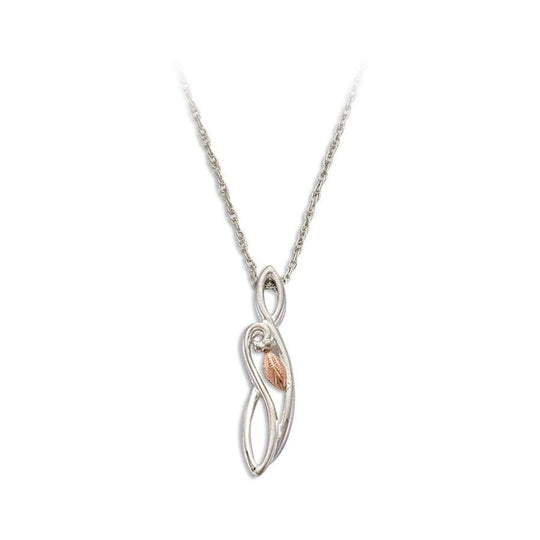 Sterling Silver Black Hills Gold Traditional Foliage Pendant V - Jewelry