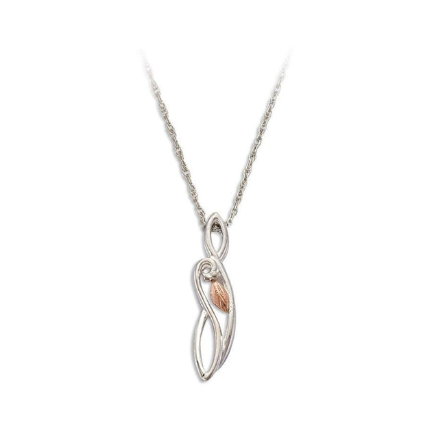 Sterling Silver Black Hills Gold Traditional Foliage Pendant V - Jewelry