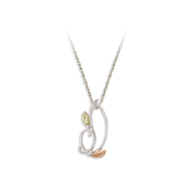Sterling Silver Black Hills Gold Traditional Foliage Pendant XII - Jewelry
