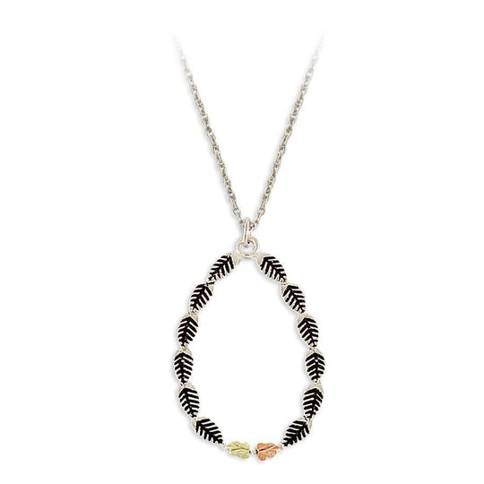 Sterling Silver Black Hills Gold Fourteen Leaf Pendant - Jewelry