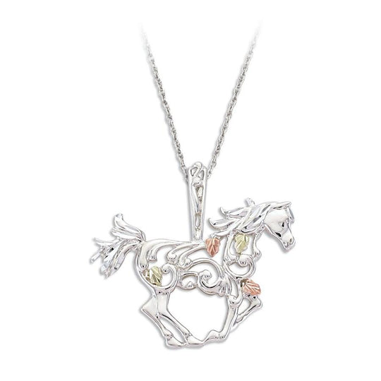 Sterling Silver Black Hills Gold Horse Pendant - Jewelry