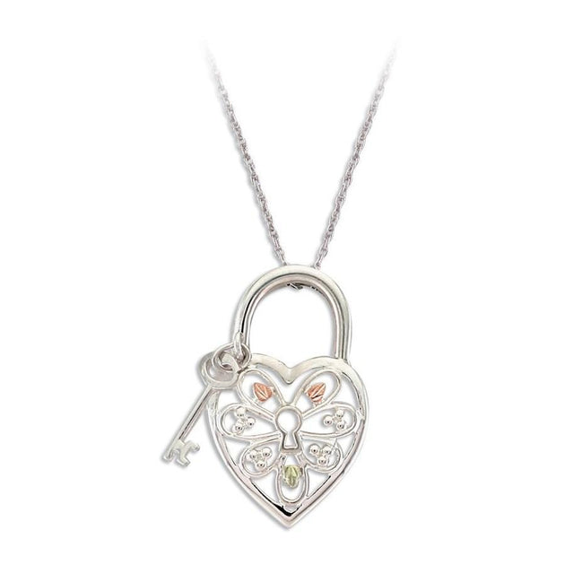 Sterling Silver Black Hills Gold Key to My Heart Pendant - Jewelry