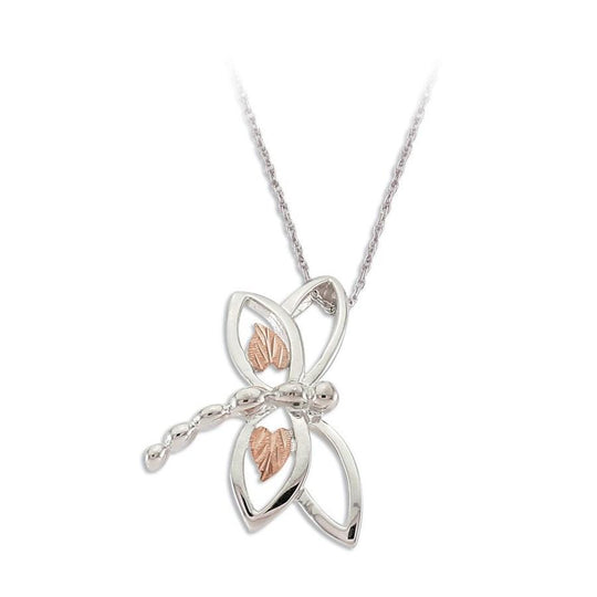 Sterling Silver Black Hills Gold Shiny Draognfly Pendant - Jewelry