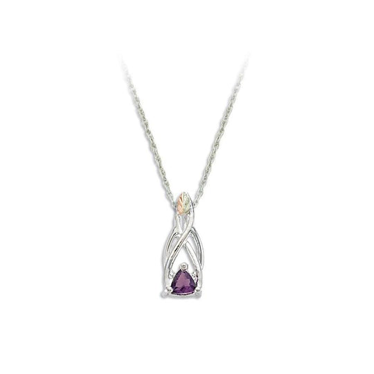 Sterling Silver Black Hills Gold Trillion Amethyst Pendant - Jewelry