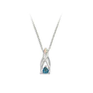 Sterling Silver Black Hills Gold Trillion Blue Topaz Pendant - Jewelry