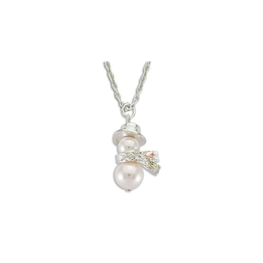 Sterling Silver Black Hills Gold Pearl Snowman Pendant - Jewelry