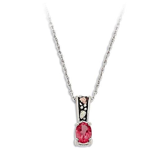 Sterling Silver Black Hills Gold Antiqued Garnet Pendant - Jewelry