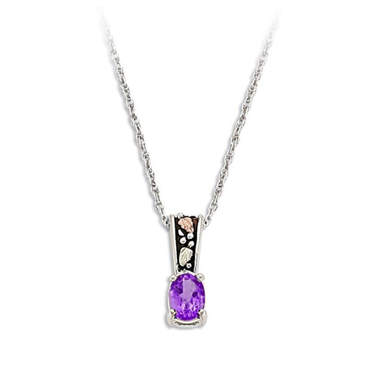 Sterling Silver Black Hills Gold Antiqued Amethyst Pendant - Jewelry