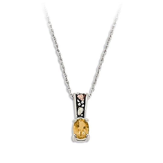 Sterling Silver Black Hills Gold Antiqued Citrine Pendant - Jewelry