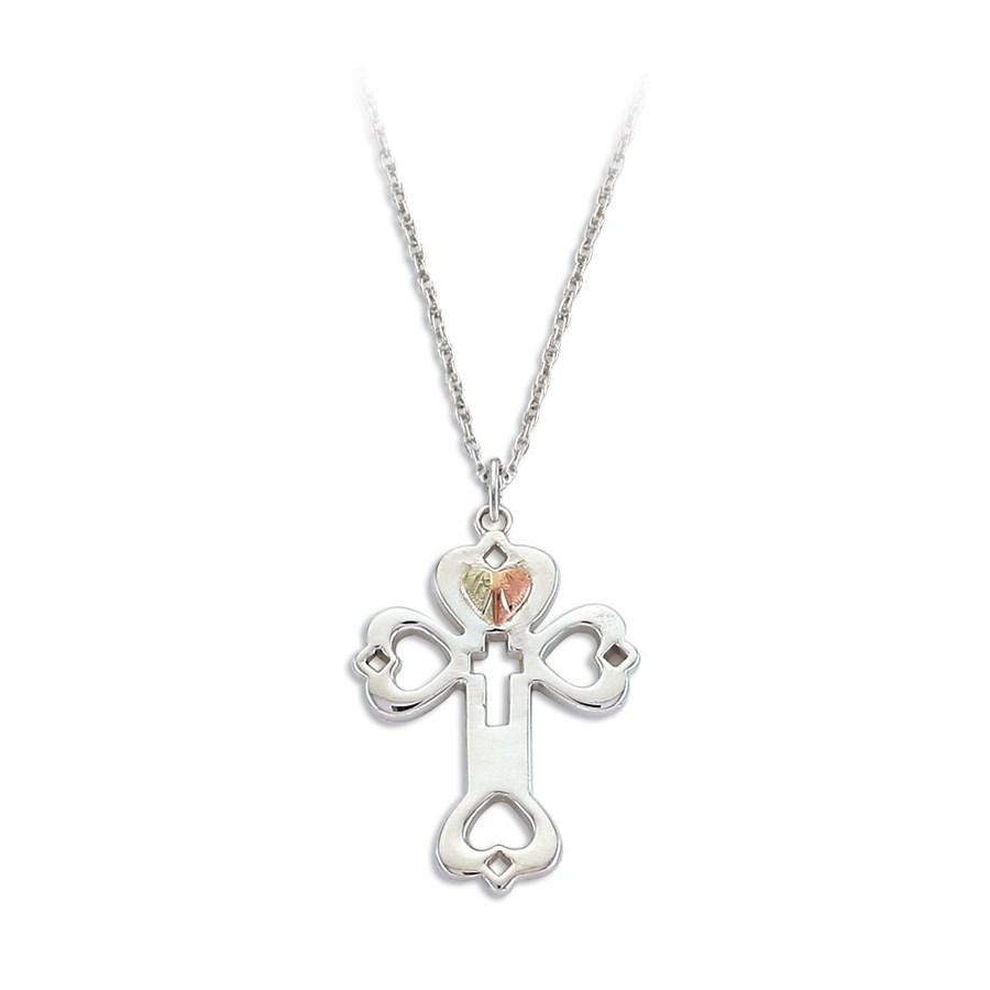 Sterling Silver Black Hills Gold Keyholed Cross Pendant - Jewelry