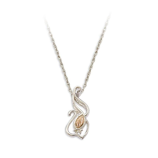 Sterling Silver Black Hills Gold Traditional Foliage Pendant VII - Jewelry