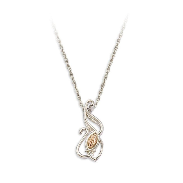 Sterling Silver Black Hills Gold Traditional Foliage Pendant VII - Jewelry