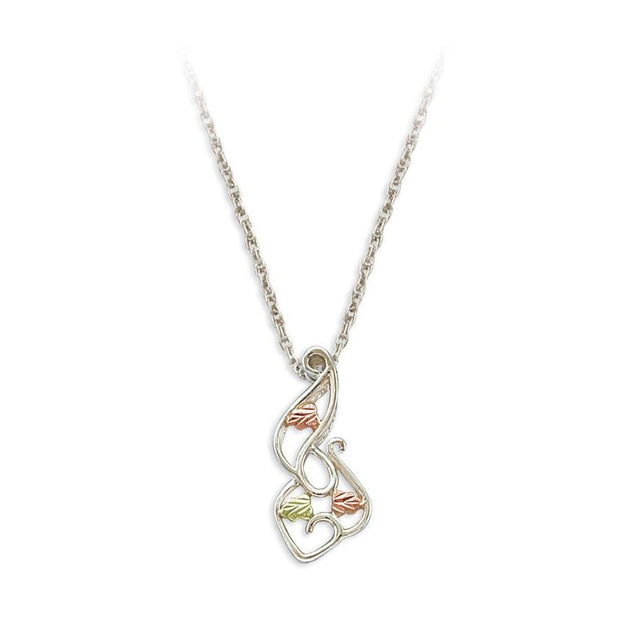 Sterling Silver Black Hills Gold Traditional Foliage Pendant VI - Jewelry