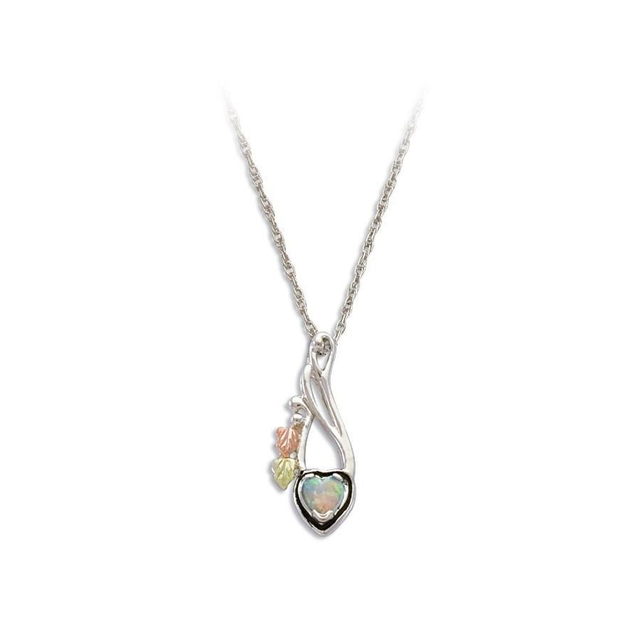 Sterling Silver Black Hills Gold Opal Heart Pendant - Jewelry