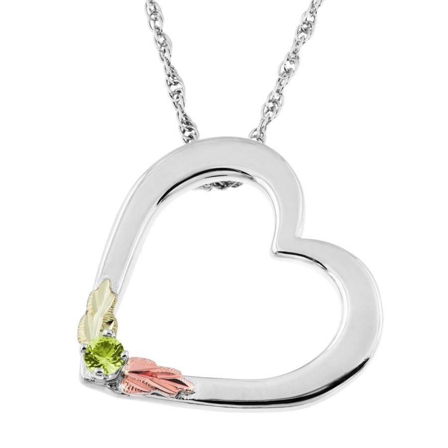 Sterling Silver Black Hills Gold Heart Peridot Pendant - Jewelry