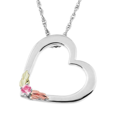 Sterling Silver Black Hills Gold Heart Pink Tourmaline Pendant - Jewelry